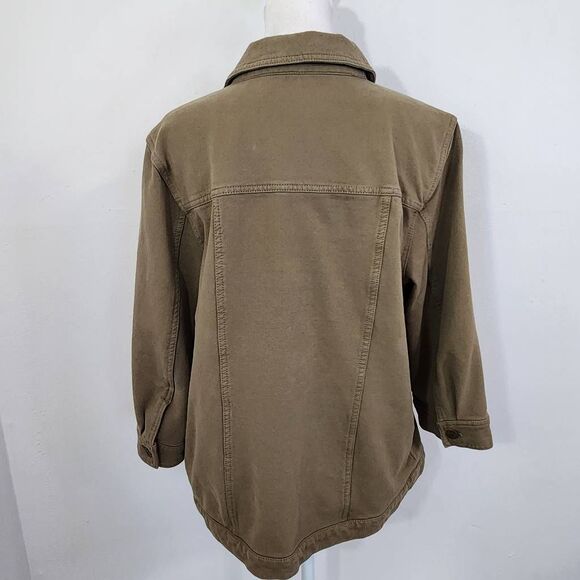 D&Co. Olive Green Jacket Green Stretch Knit Jacket Size Medium - Picture 4 of 7